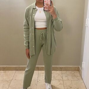 Zara Sage Green Knit Jogger Set